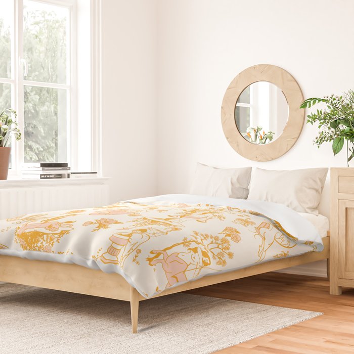 Honey, Pink & Gold Zodiac Toile Pattern. A Great Gift Idea For Astrology Fans! Duvet Cover Gallery Image 2