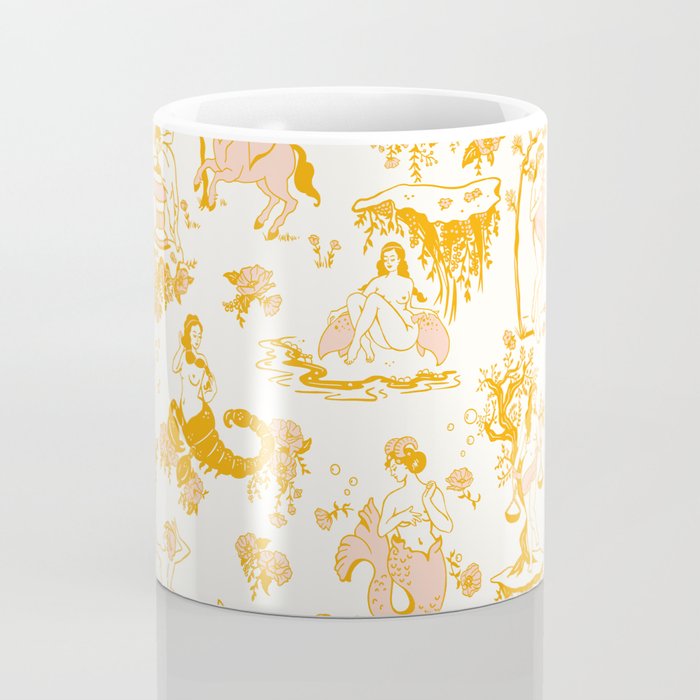 Honey, Pink & Gold Zodiac Toile Pattern. A Great Gift Idea For Astrology Fans! Coffee Mug Gallery Image 4