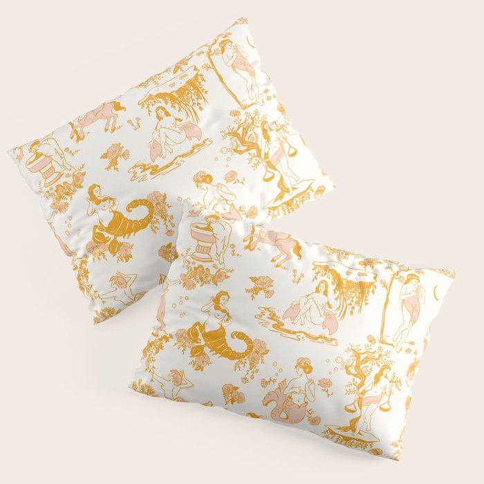 Honey, Pink & Gold Zodiac Toile Pattern. A Great Gift Idea For Astrology Fans! Pillow Sham Gallery Image 1
