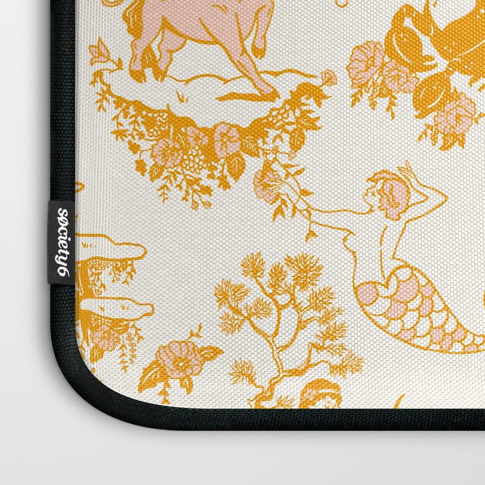 Honey, Pink & Gold Zodiac Toile Pattern. A Great Gift Idea For Astrology Fans! Laptop Sleeve Gallery Image 3