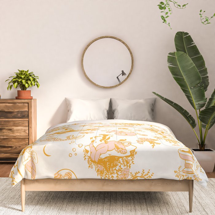 Honey, Pink & Gold Zodiac Toile Pattern. A Great Gift Idea For Astrology Fans! Comforter Gallery Image 3