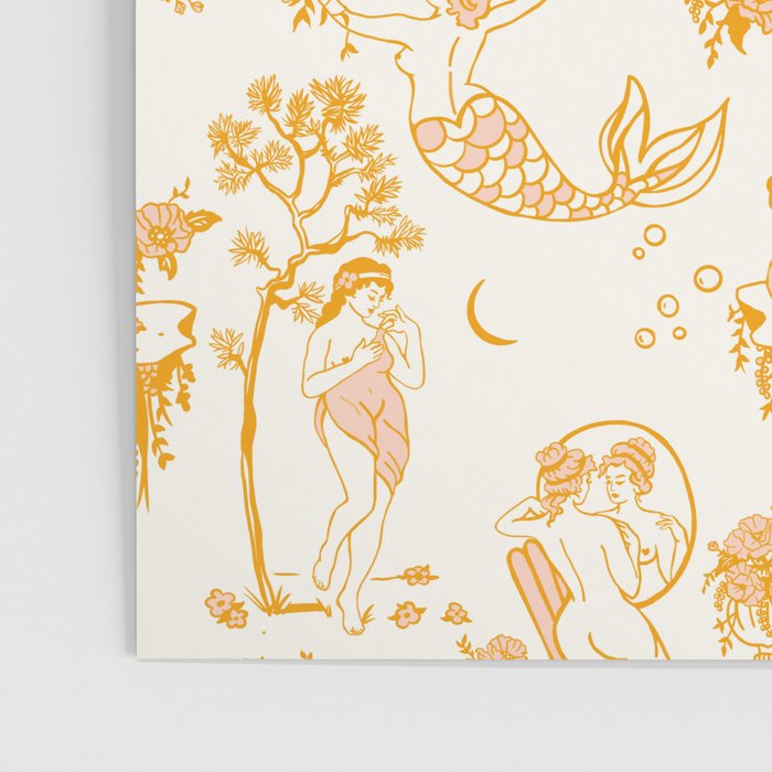 Honey, Pink & Gold Zodiac Toile Pattern. A Great Gift Idea For Astrology Fans! Poster Gallery Image 3