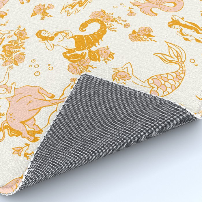Honey, Pink & Gold Zodiac Toile Pattern. A Great Gift Idea For Astrology Fans! Rug Gallery Image 4