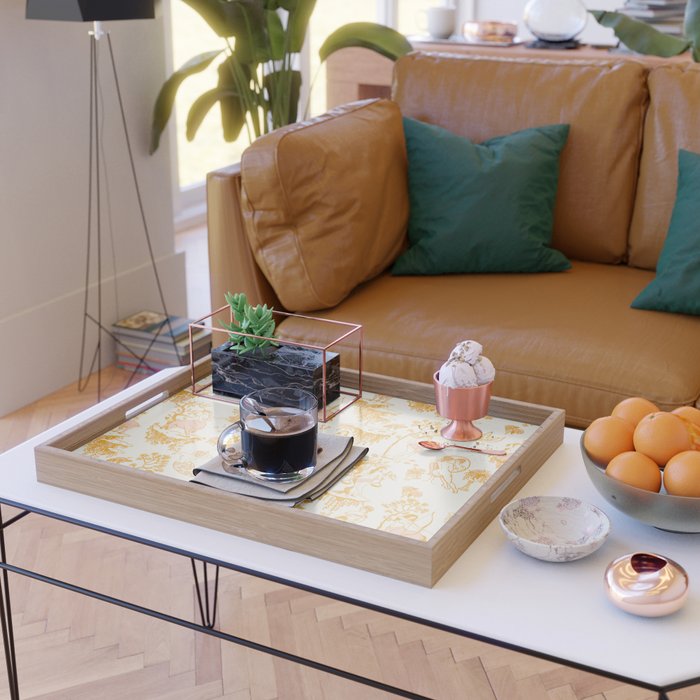 Honey, Pink & Gold Zodiac Toile Pattern. A Great Gift Idea For Astrology Fans! Serving Tray Gallery Image 2