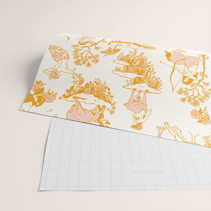 Honey, Pink & Gold Zodiac Toile Pattern. A Great Gift Idea For Astrology Fans! Wrapping Paper Gallery Image 2