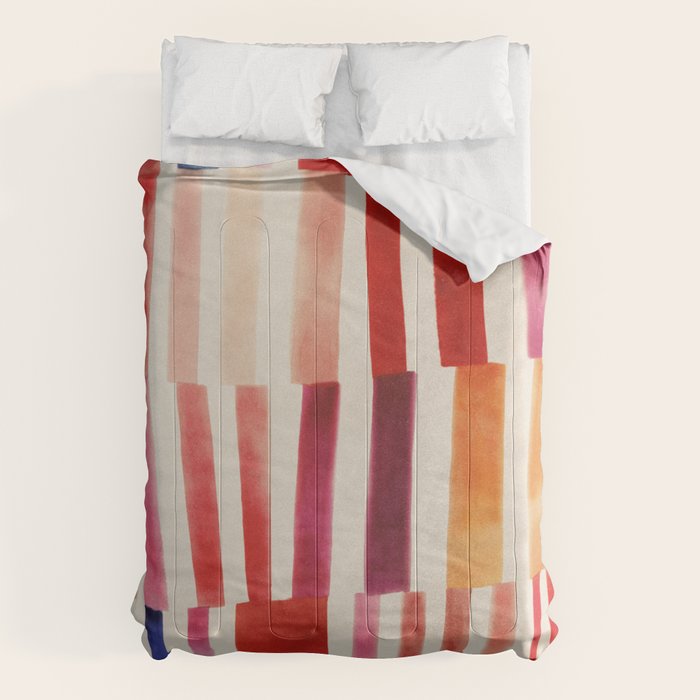 Stripe Pattern in Warm Red Pink and Ochre Comforter Gallery Image 6
