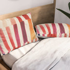 Stripe Pattern in Warm Red Pink and Ochre Pillow Sham Gallery Image 2