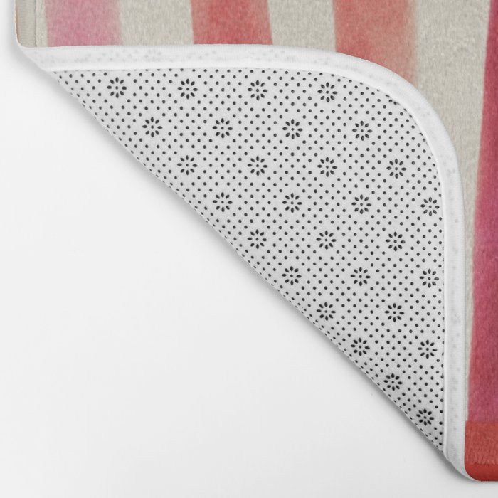 Stripe Pattern in Warm Red Pink and Ochre Bath Mat Gallery Image 2