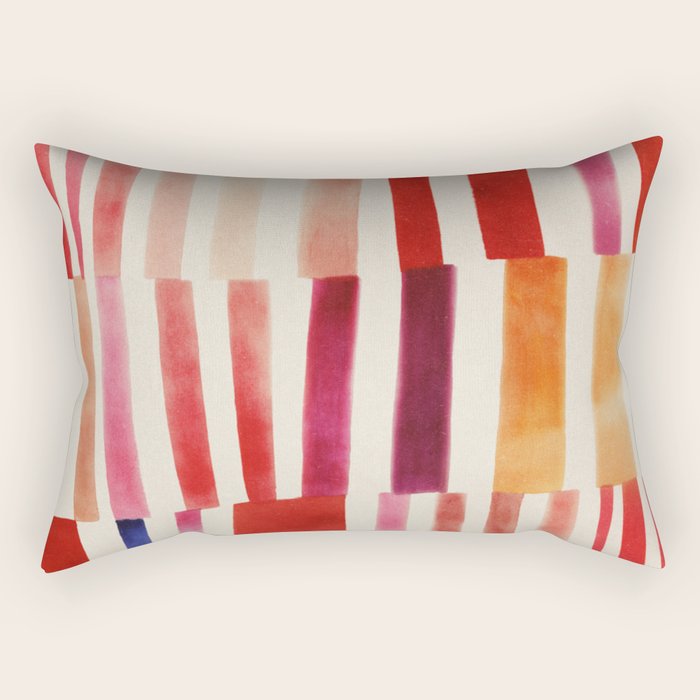 Stripe Pattern in Warm Red Pink and Ochre Rectangular Pillow Gallery Image 1