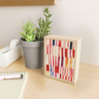 Stripe Pattern in Warm Red Pink and Ochre Mini Art Print Gallery Image 2