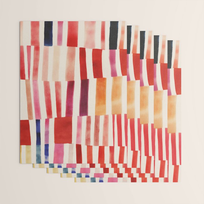 Stripe Pattern in Warm Red Pink and Ochre Wrapping Paper Gallery Image 3