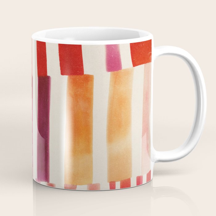 Stripe Pattern in Warm Red Pink and Ochre Coffee Mug Gallery Image 1