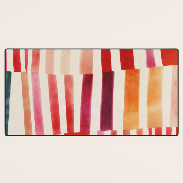 Stripe Pattern in Warm Red Pink and Ochre Desk Mat Gallery Image 3