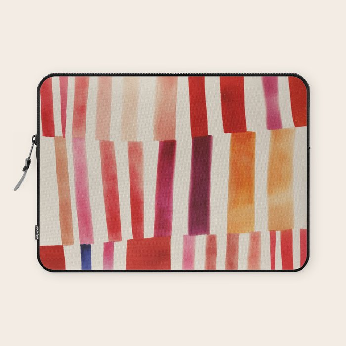 Stripe Pattern in Warm Red Pink and Ochre Laptop Sleeve Gallery Image 1