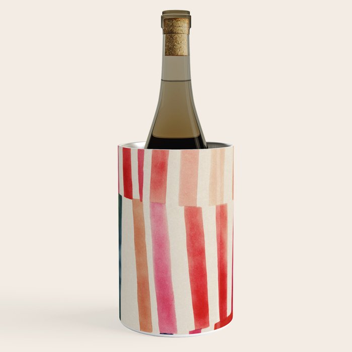 Stripe Pattern in Warm Red Pink and Ochre Wine Chiller Gallery Image 2