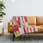 Stripe Pattern in Warm Red Pink and Ochre Throw Blanket Gallery Image 1