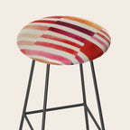 Stripe Pattern in Warm Red Pink and Ochre Stool Gallery Image 2