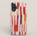 Stripe Pattern in Warm Red Pink and Ochre iPhone Case Gallery Image 1