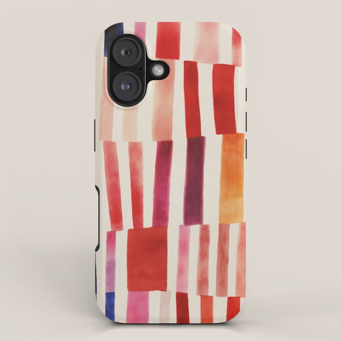 Stripe Pattern in Warm Red Pink and Ochre iPhone Case Gallery Image 1