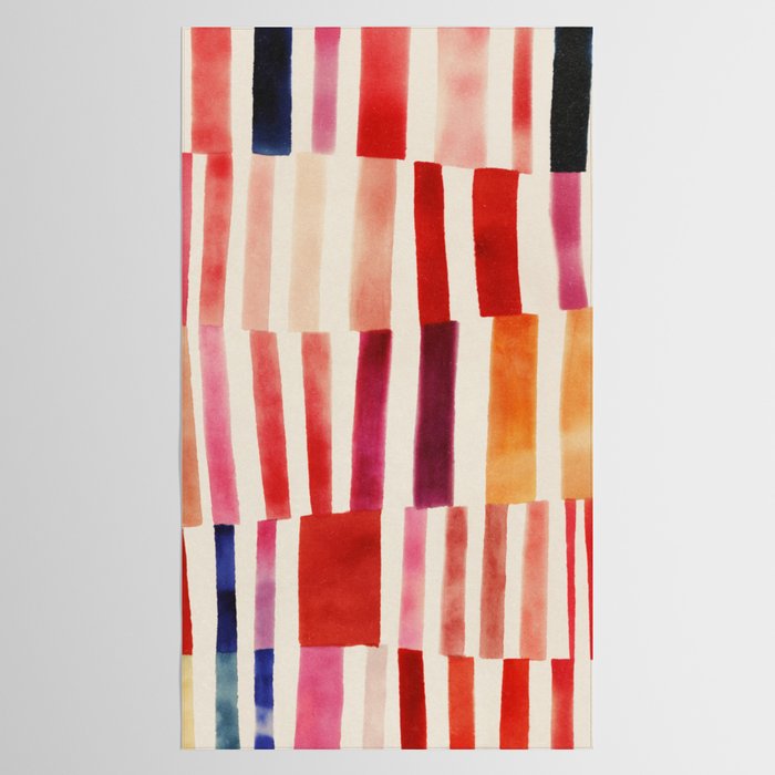 Stripe Pattern in Warm Red Pink and Ochre Tablecloth Gallery Image 2