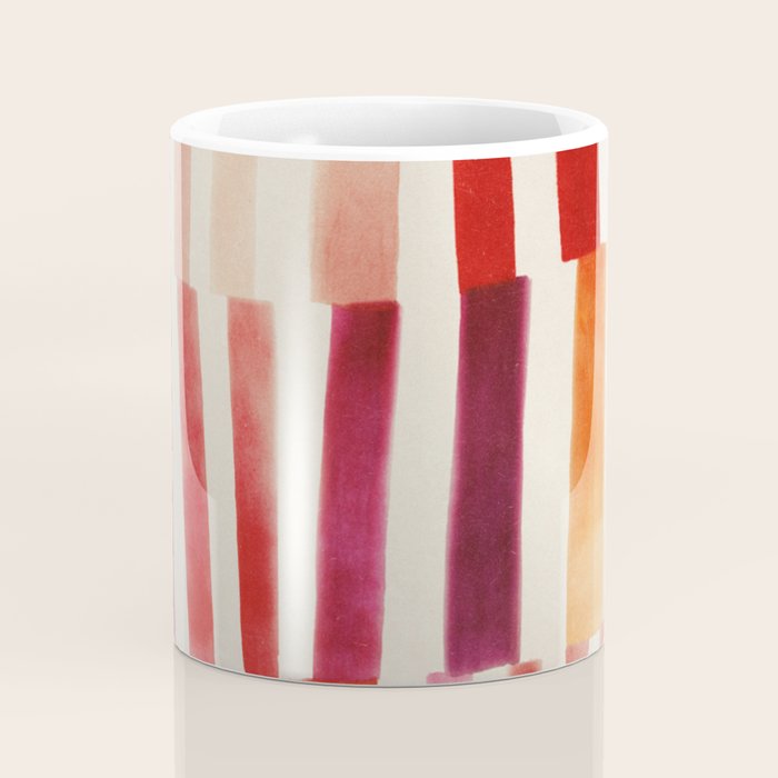 Stripe Pattern in Warm Red Pink and Ochre Coffee Mug Gallery Image 4