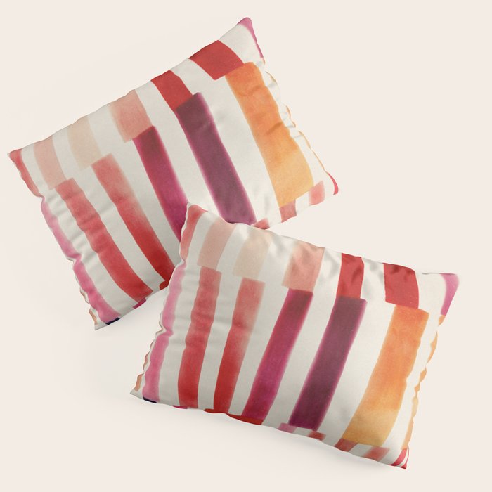 Stripe Pattern in Warm Red Pink and Ochre Pillow Sham Gallery Image 3