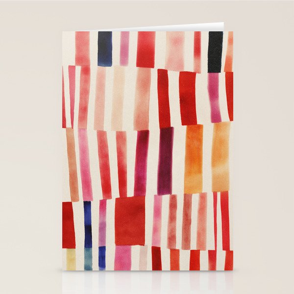Stripe Pattern in Warm Red Pink and Ochre Stationery Card Gallery Image 2
