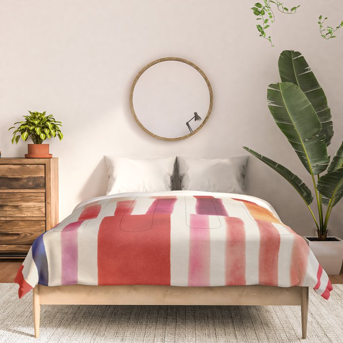 Stripe Pattern in Warm Red Pink and Ochre Comforter Gallery Image 3