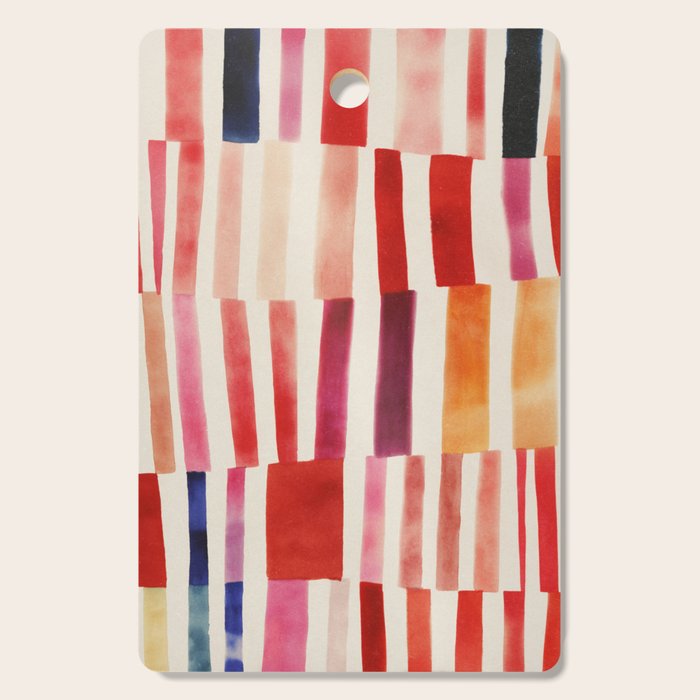Stripe Pattern in Warm Red Pink and Ochre Cutting Board Gallery Image 1