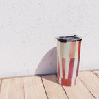 Stripe Pattern in Warm Red Pink and Ochre Travel Mug Gallery Image 4