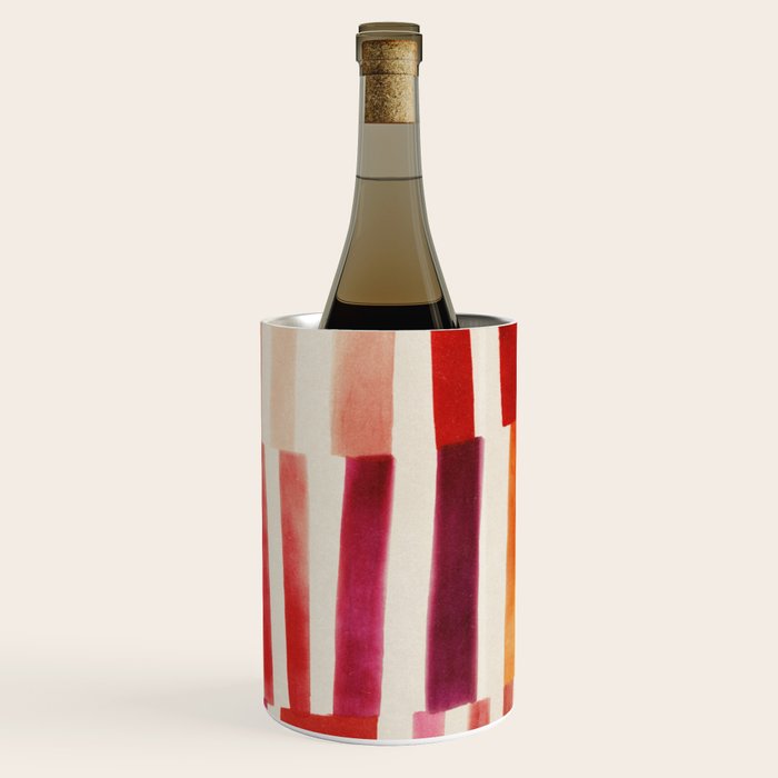 Stripe Pattern in Warm Red Pink and Ochre Wine Chiller Gallery Image 1