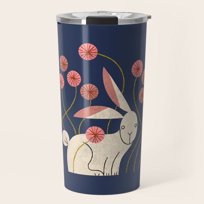 Rabbit And Wildflowers Travel Mug Gallery Image 1