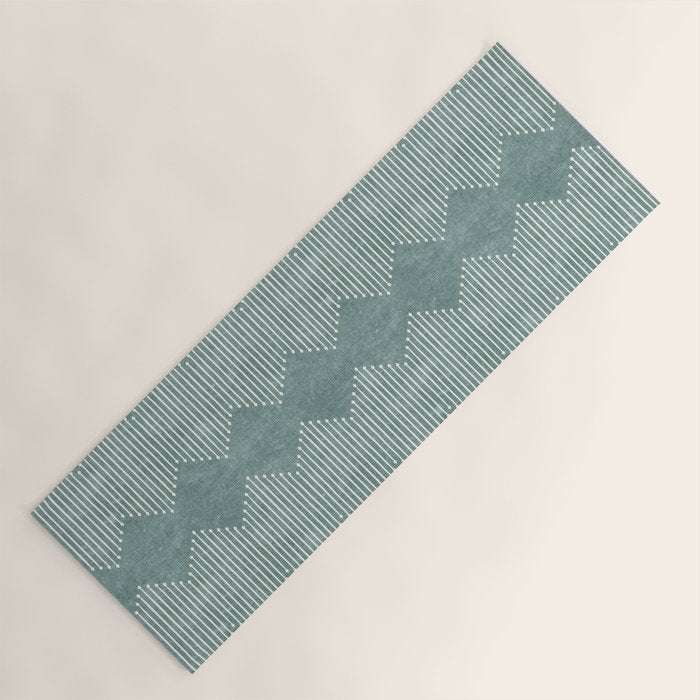 mudcloth diamonds - dusty blue Yoga Mat Gallery Image 1