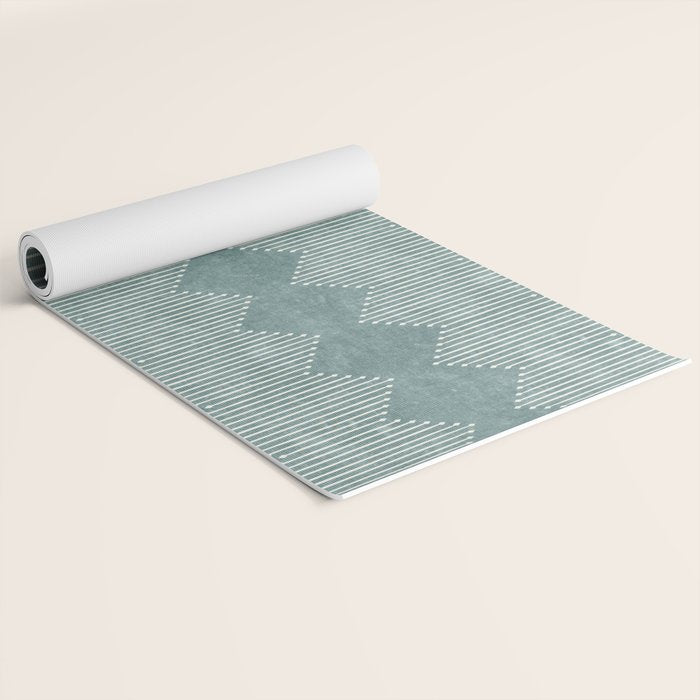 mudcloth diamonds - dusty blue Yoga Mat Gallery Image 2