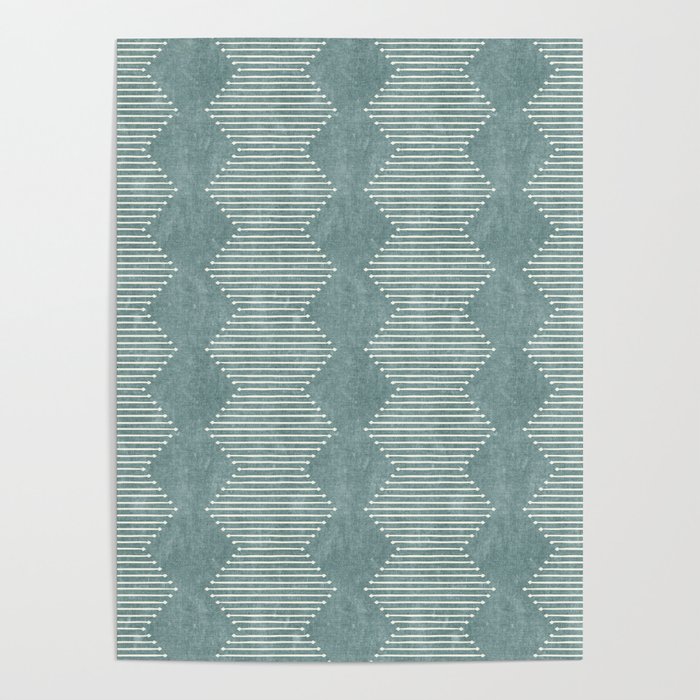 mudcloth diamonds - dusty blue Poster Gallery Image 4