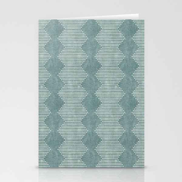 mudcloth diamonds - dusty blue Stationery Card Gallery Image 1