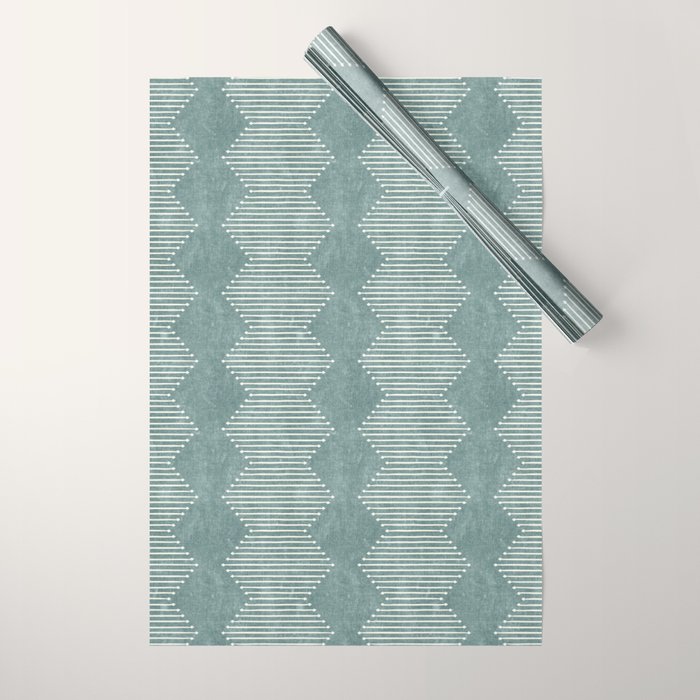 mudcloth diamonds - dusty blue Wrapping Paper Gallery Image 1