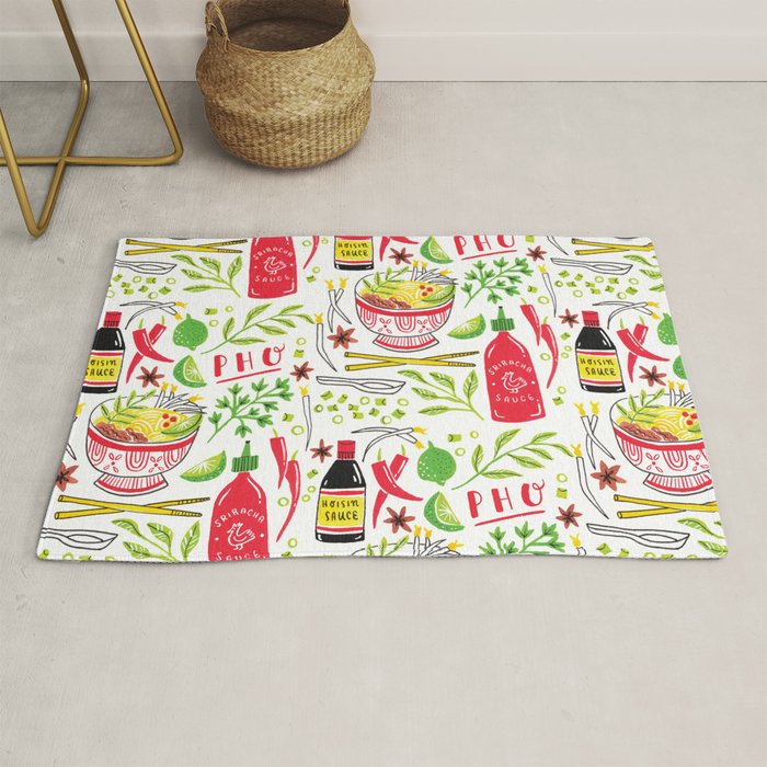 Vietnamese Pho Soup Sriracha Rug Gallery Image 1