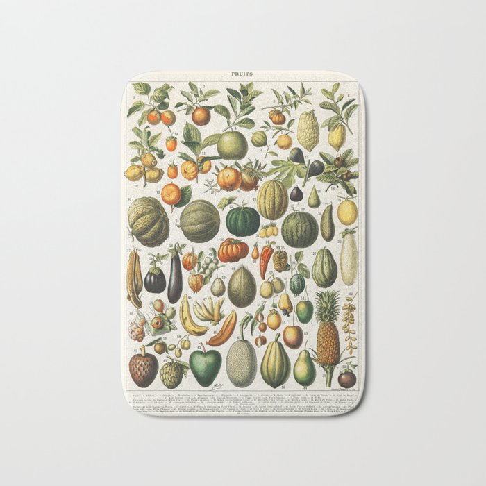 Vintage Scientific Illustration Fruits Botanical Floral Lithograph Encyclopaedia Diagrams  Bath Mat Gallery Image 1