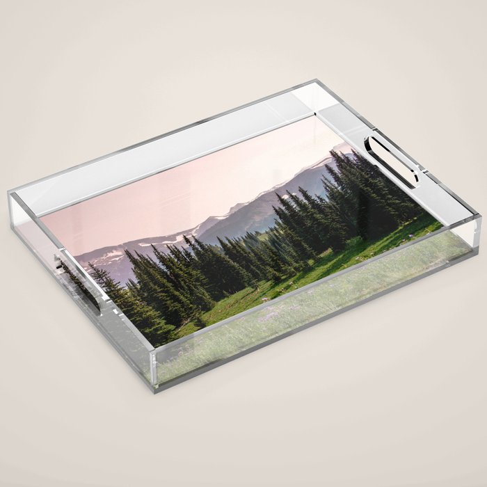 Mount Rainier Summer Adventure X - Pacific Northwest Mountain Landscape Acrylic Tray Gallery Image 1