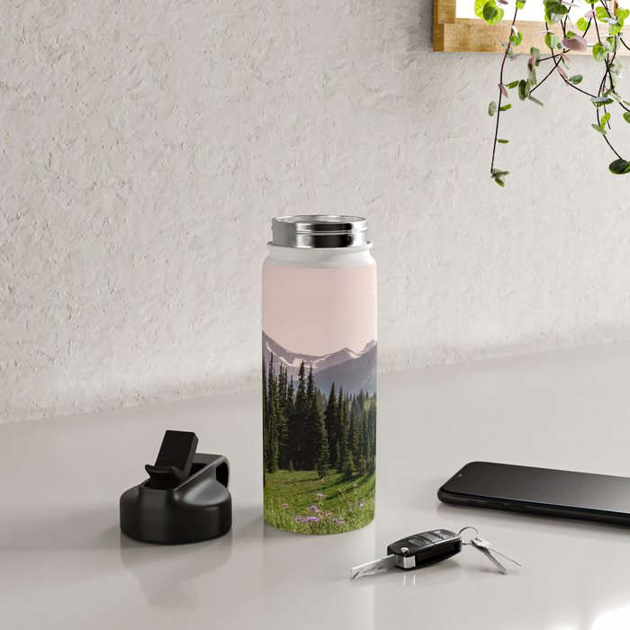 Mount Rainier Summer Adventure X - Pacific Northwest Mountain Landscape Water Bottle Gallery Image 4