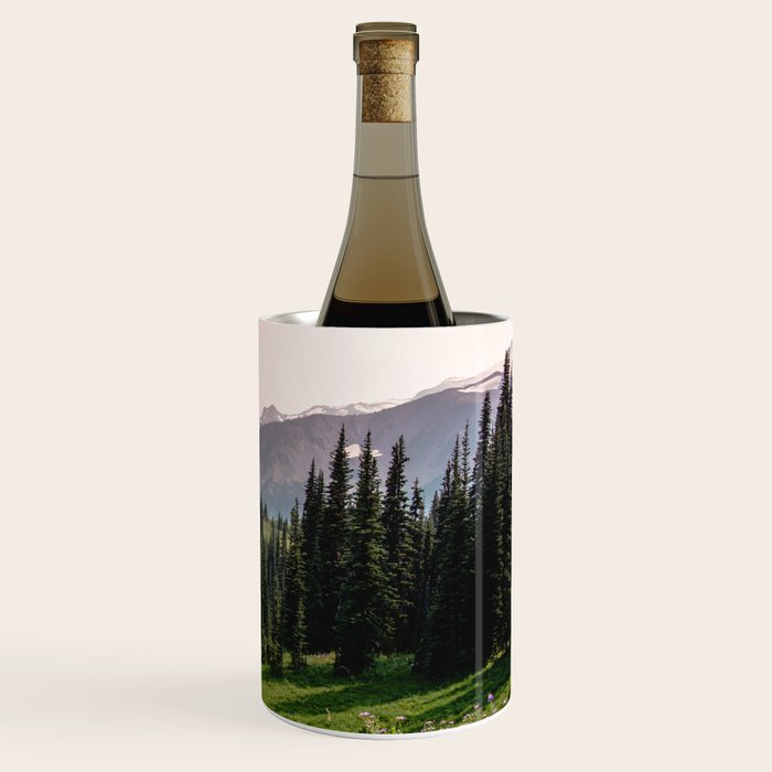 Mount Rainier Summer Adventure X - Pacific Northwest Mountain Landscape Wine Chiller Gallery Image 3