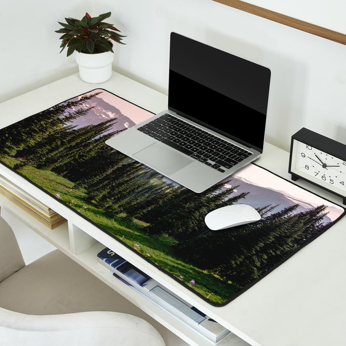 Mount Rainier Summer Adventure X - Pacific Northwest Mountain Landscape Desk Mat Gallery Image 2