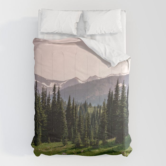 Mount Rainier Summer Adventure X - Pacific Northwest Mountain Landscape Comforter Gallery Image 6