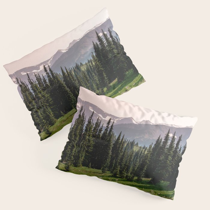 Mount Rainier Summer Adventure X - Pacific Northwest Mountain Landscape Pillow Sham Gallery Image 3