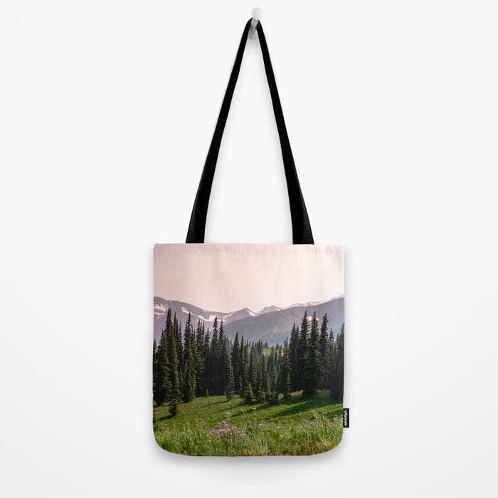 Mount Rainier Summer Adventure X - Pacific Northwest Mountain Landscape Tote Bag Gallery Image 2
