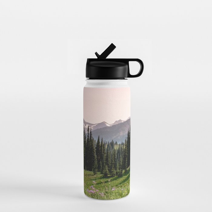 Mount Rainier Summer Adventure X - Pacific Northwest Mountain Landscape Water Bottle Gallery Image 1