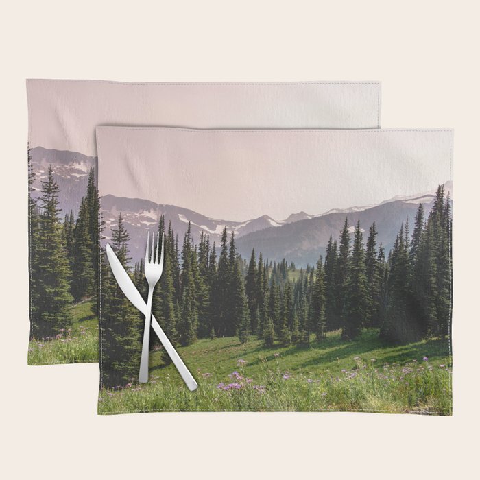 Mount Rainier Summer Adventure X - Pacific Northwest Mountain Landscape Placemat Gallery Image 1