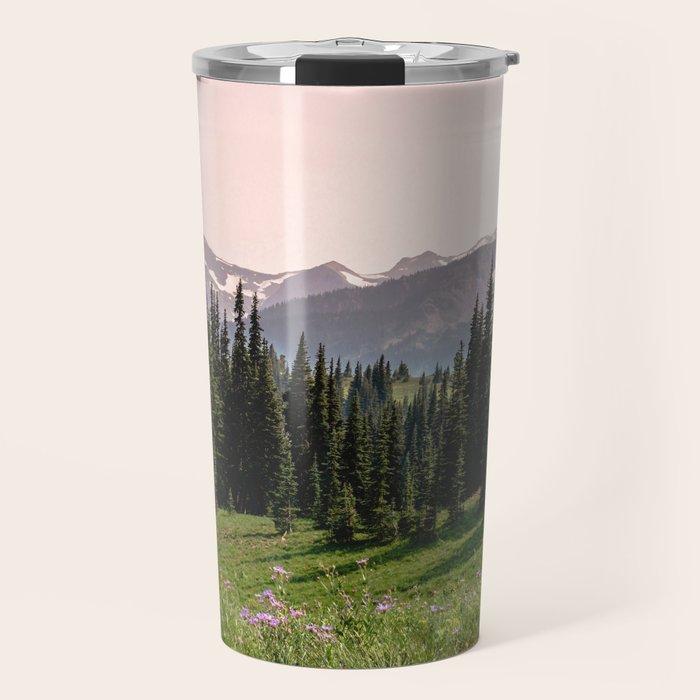 Mount Rainier Summer Adventure X - Pacific Northwest Mountain Landscape Travel Mug Gallery Image 1