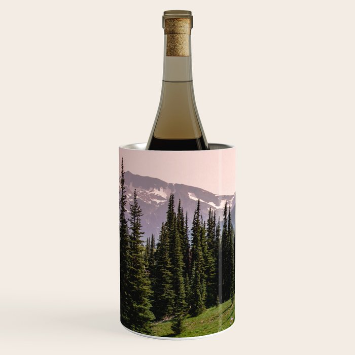 Mount Rainier Summer Adventure X - Pacific Northwest Mountain Landscape Wine Chiller Gallery Image 2